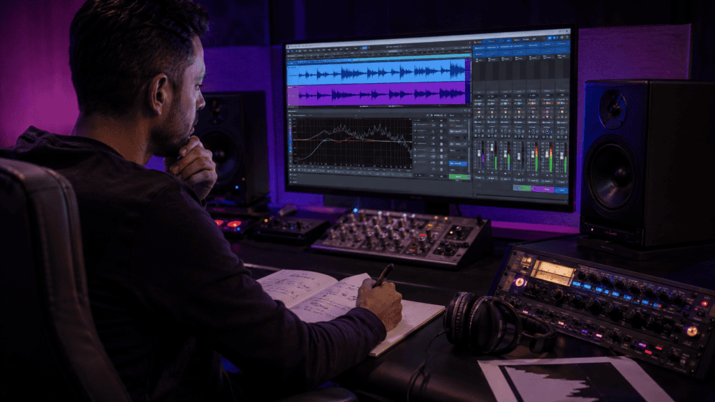 Analisi di mixing e mastering durante una consulenza di produzione musicale